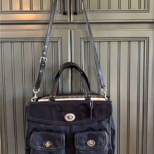 Coach Dark Gray Laptop Bag with Silver Accents